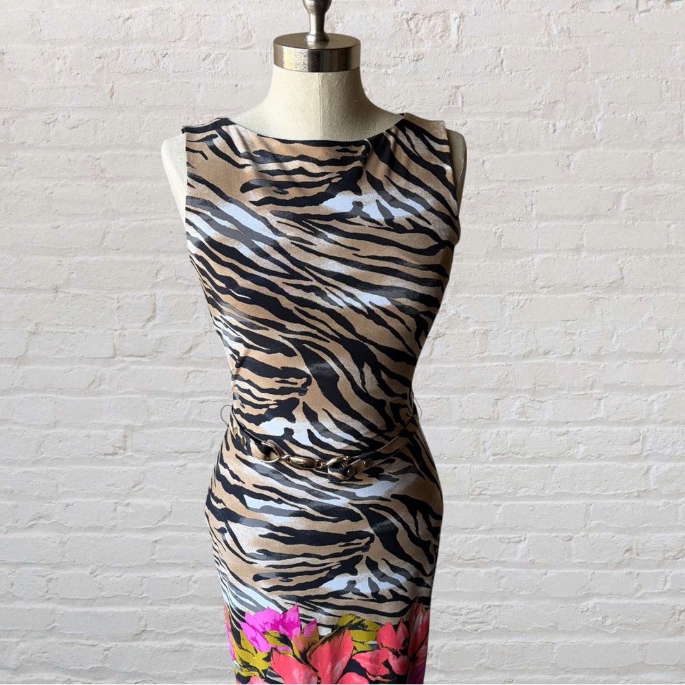 Cache Animal/Floral Print Party Dress